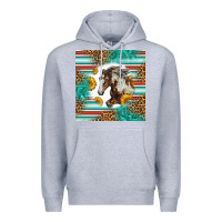 Heather Grey western mustang horse Premium Hoodie - LillyAllenDesigns