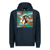Navy western mustang horse Premium Hoodie - LillyAllenDesigns