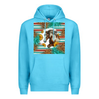 Ocean Blue western mustang horse Premium Hoodie - LillyAllenDesigns