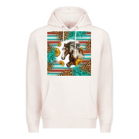 Pale Pink western mustang horse Premium Hoodie - LillyAllenDesigns