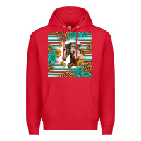 Red western mustang horse Premium Hoodie - LillyAllenDesigns