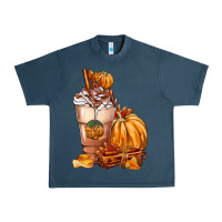 Midnight Navy Pumpkin Spice Coffee Urban Heavy Tee - FaDigitalArtStudio