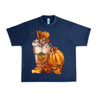 Navy Pumpkin Spice Coffee Urban Heavy Tee - FaDigitalArtStudio