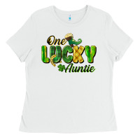 White One Lucky Auntie St. Patrick's Day Ladies Tee - CowGirlArtShop