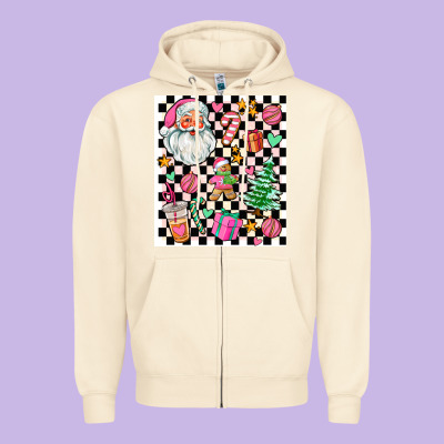 Pink Christmas Elementary Zipper Hoodie Designed By Adodesignshop