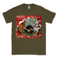 Army Green christmas heifer cow  gnomies Classic Tee - CowGirlArtShop