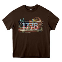 Chocolate Brown Eat. 1776 eagle 4th of july Heavy Core Tee - HowdyJamesFarm