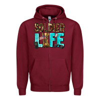 Burgundy soldier  life Zipper Hoodie - AdoDesignShop