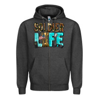 Charcoal Heather soldier  life Zipper Hoodie - AdoDesignShop