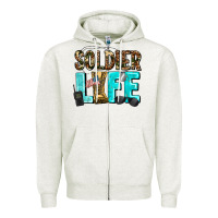Oatmeal Heather soldier  life Zipper Hoodie - AdoDesignShop