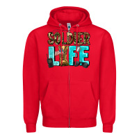 Red soldier  life Zipper Hoodie - AdoDesignShop