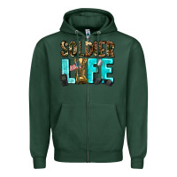Sports Green soldier  life Zipper Hoodie - AdoDesignShop