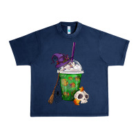 Navy Halloween Spooky Pumpkins Frappe Urban Heavy Tee - FaDigitalArtStudio