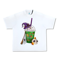White Halloween Spooky Pumpkins Frappe Urban Heavy Tee - FaDigitalArtStudio