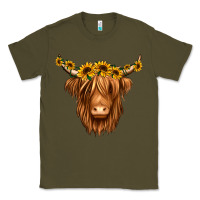 Army Green sunflower headband highland cow Classic Tee - Jasminsmagicworld