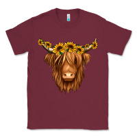 Burgundy sunflower headband highland cow Classic Tee - Jasminsmagicworld