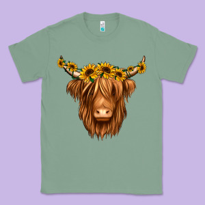 Sunflower Headband Highland Cow Classic Tee Designed By Jasminsmagicworld