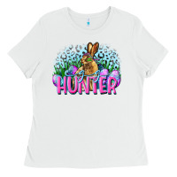 White Egg hunter Easter Day Ladies Tee - CowGirlArtShop
