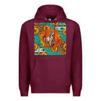 Burgundy western percheron horse Premium Hoodie - LillyAllenDesigns