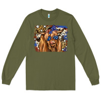 Army Green 4th of July Highland Cattle Long Sleeve Tee - RanaPortraitStore