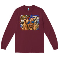 Burgundy 4th of July Highland Cattle Long Sleeve Tee - RanaPortraitStore