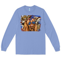 Colony Blue 4th of July Highland Cattle Long Sleeve Tee - RanaPortraitStore