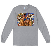 Heather Grey 4th of July Highland Cattle Long Sleeve Tee - RanaPortraitStore