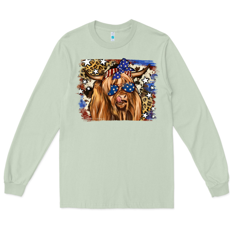 4th Of July Highland Cattle Long Sleeve Tee by RanaPortraitStore | Teevron