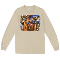 Mushroom 4th of July Highland Cattle Long Sleeve Tee - RanaPortraitStore