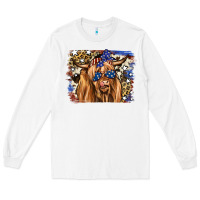 White 4th of July Highland Cattle Long Sleeve Tee - RanaPortraitStore