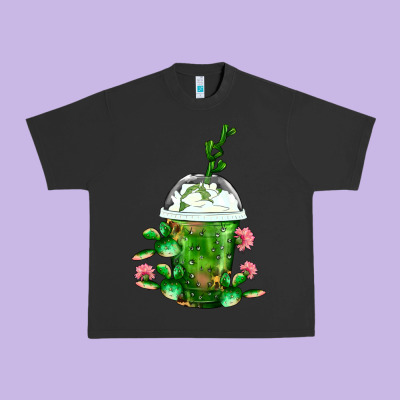 Western Cactus Cold Frappe Urban Heavy Tee Designed By Fadigitalartstudio