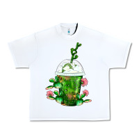 White Western Cactus Cold Frappe Urban Heavy Tee - FaDigitalArtStudio