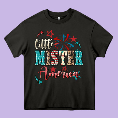 Little Mister America 4th Of July Heavy Core Tee Designed By Howdyjamesfarm