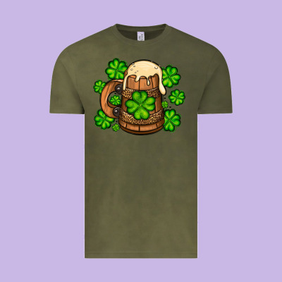 St. Patrick's Beer And Shamrock Vintage Tee Designed By Oliviacreatesart