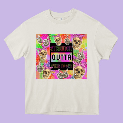 Straight Outta Fucks To Give Heavy Core Tee Designed By Tumblerdesignbyshophia