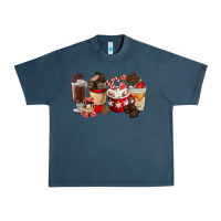Midnight Navy Chocolate Love Coffee Cups Urban Heavy Tee - FaDigitalArtStudio