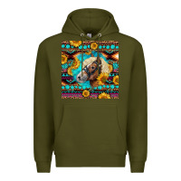 Army Green Haflinger Horse Aztec Premium Hoodie - LillyAllenDesigns