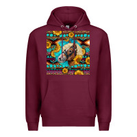 Burgundy Haflinger Horse Aztec Premium Hoodie - LillyAllenDesigns