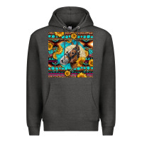 Charcoal Heather Haflinger Horse Aztec Premium Hoodie - LillyAllenDesigns