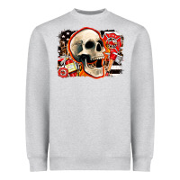 Heather Grey firefighter skull Heavyweight Sweatshirt - AdoDesignShop
