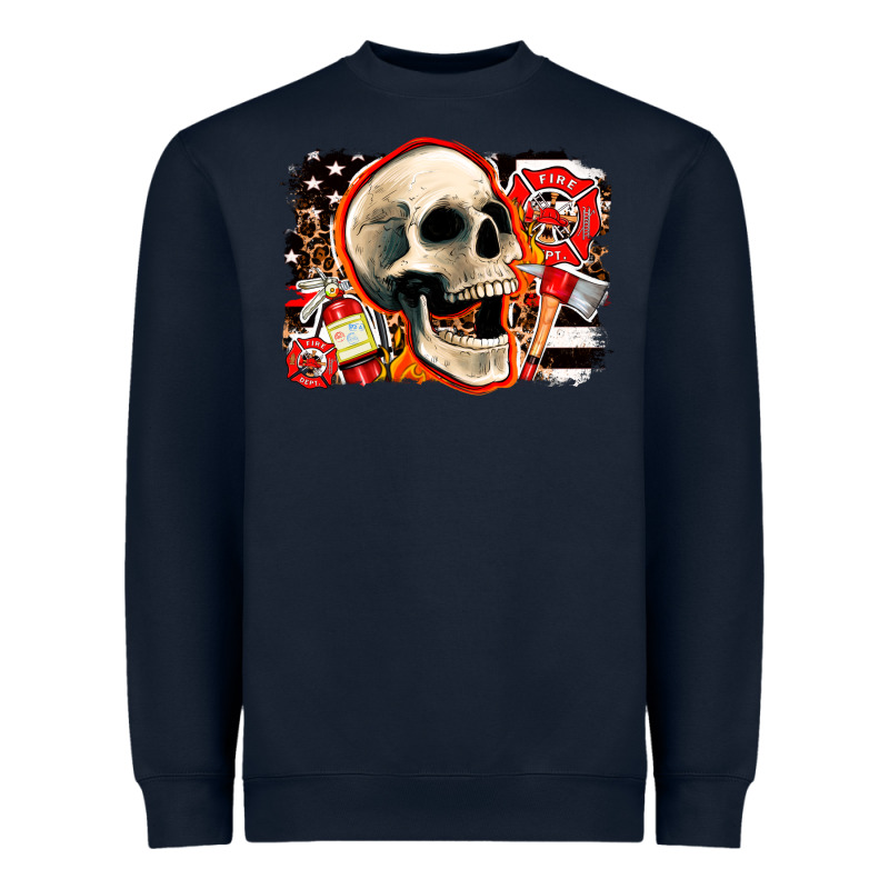 Firefighter Skull Heavyweight Sweatshirt by AdoDesignShop | Teevron