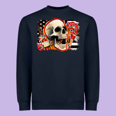 Firefighter Skull Heavyweight Sweatshirt Designed By Adodesignshop