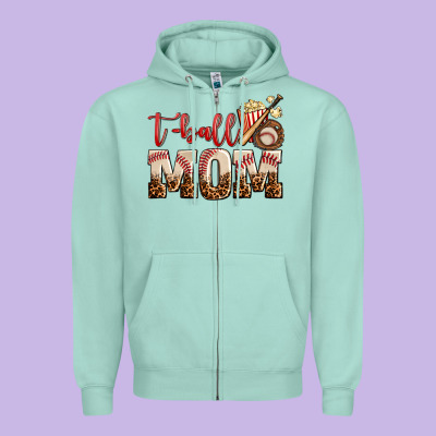 T Ball Mom Zipper Hoodie Designed By Adodesignshop