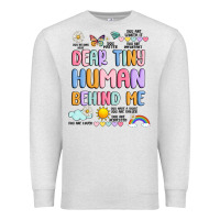 Oatmeal Heather dear tiny human behind me Premium Sweatshirt - JahusDesignShop