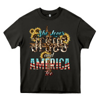 Asphalt She loves Jesus and America too sunflower Heavy Core Tee - HowdyJamesFarm