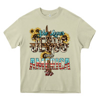 Mossy She loves Jesus and America too sunflower Heavy Core Tee - HowdyJamesFarm