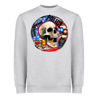 Heather Grey police skull and police equipment Heavyweight Sweatshirt - AdoDesignShop