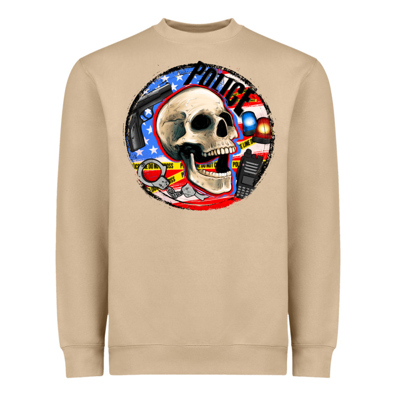 Police Skull And Police Equipment Heavyweight Sweatshirt by AdoDesignShop | Teevron