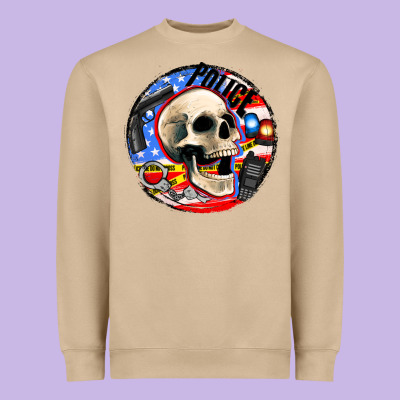 Police Skull And Police Equipment Heavyweight Sweatshirt Designed By Adodesignshop