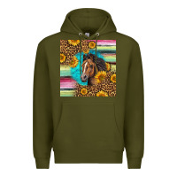 Army Green quarter horse aztec pattern Premium Hoodie - LillyAllenDesigns